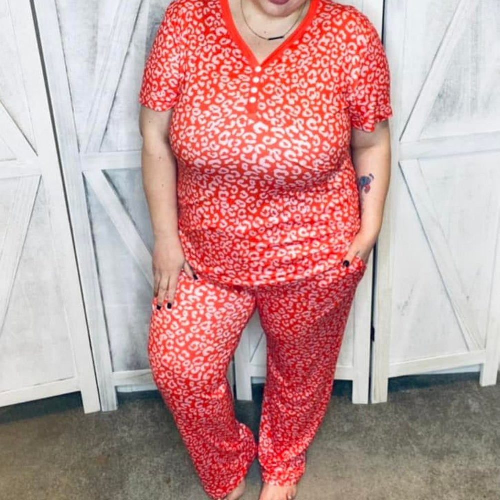 NEW SHIRLEY & STONE PJs Red Leopard